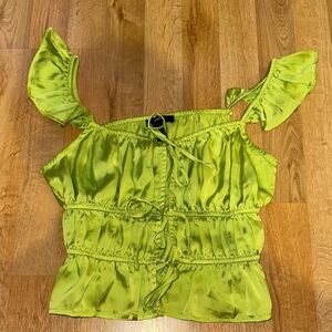 Forever 21 Chartreuse Ruffled Blouse